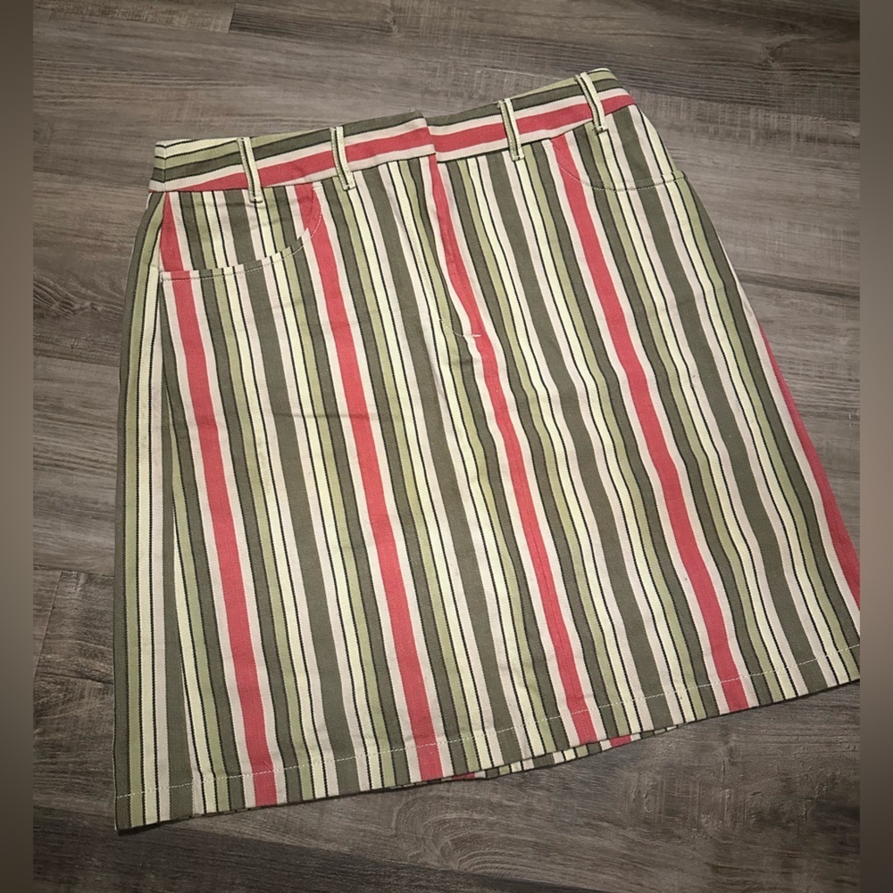 LOFT Skirt with Green and Pink Stripes
